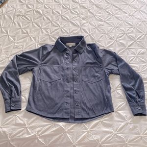 Long sleeve suede-like button up shacket, size XS